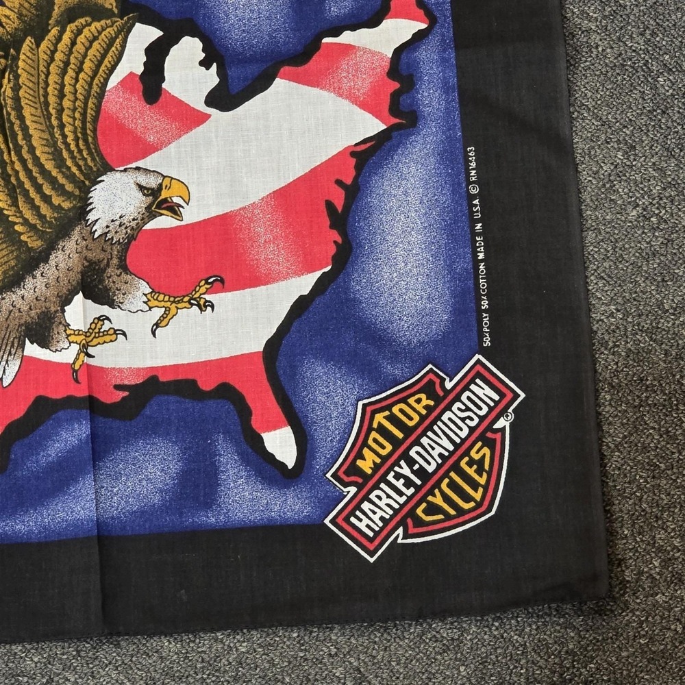 Harley Davidson Bandana Motorcycle Biker Born in the USA Flag American Eagle NOS - Picture 3 of 4